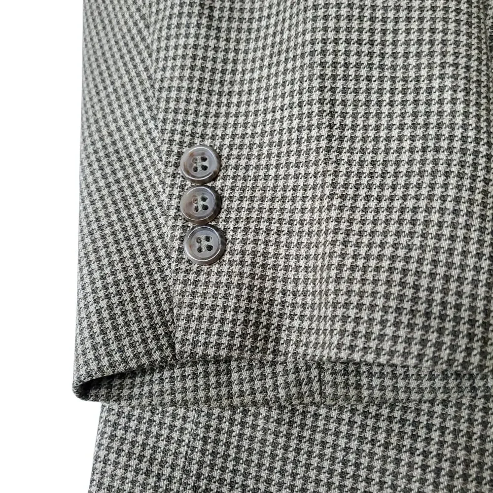 Brooks Brothers Preppy Wool Silk Green Houndstooth Blazer Jacket Sport Coat 43R